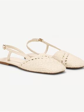 Franco Sarto Cream Woven Pointed Slingback Flats - Sarto Ilona Slingback Flat